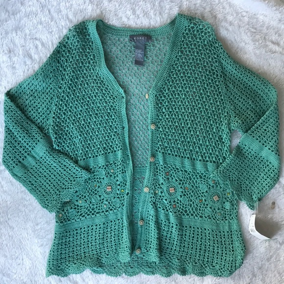 NWT Koret blue green knit sweater - Picture 2 of 3